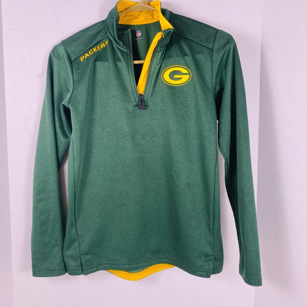NFL Green Bay Packers Youth M (10/12) Green 1/4 Zip Pullover long sleeve